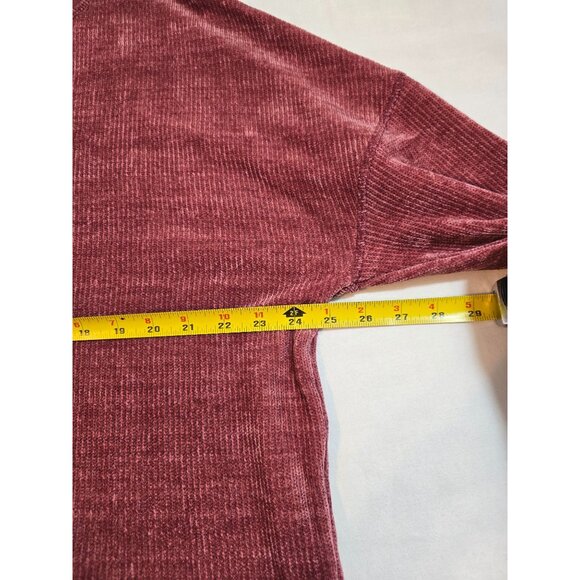 Lukse Womens Dusty Rose Ribbed Texture Long-Sleeve top Velour size 1X New - Picture 8 of 11